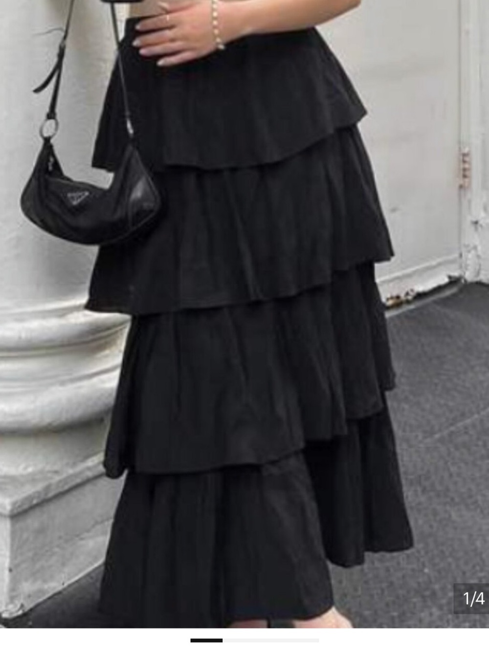 Abercrombie & Fitch Black Ruffle Tiered Maxi Skirt Size NWT